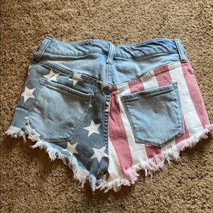 High Rise American Flag Shorts